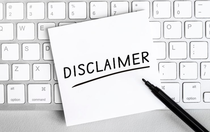 Disclaimer note on a keyboard