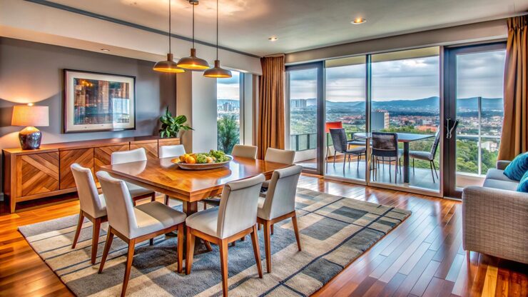 Dining and living area with a window view - Kolte Patil Sinhagad Road